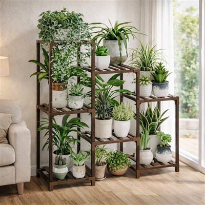 Stand Tanaman Kayu 3 Tingkat Untuk Tanaman Indoor Outdoor